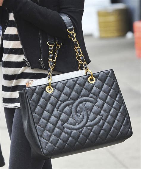 chanel gst grand black tote bag|chanel tote shopper.